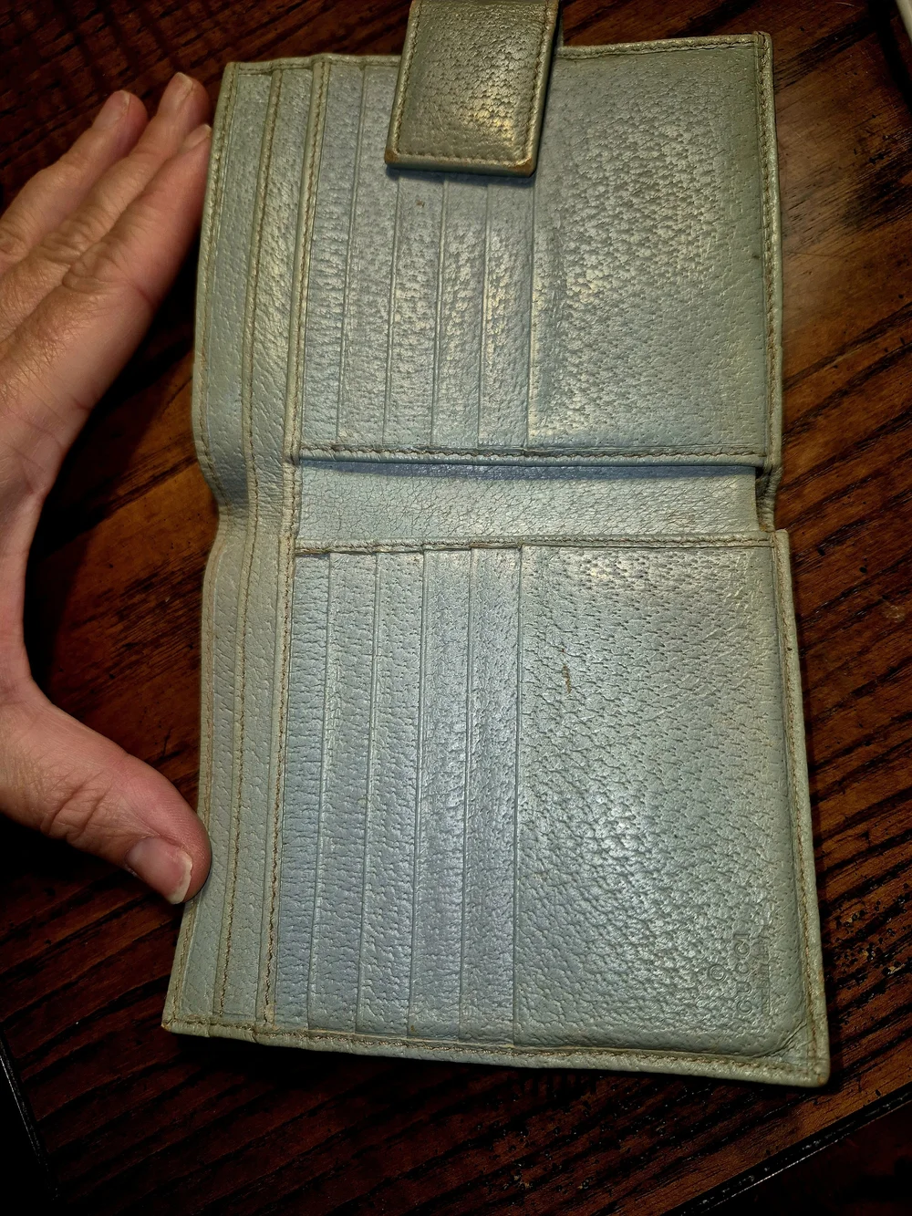 Gucci GG Brown Blue Canvas Bi Fold "Project" Wallet - Picture 4 of 13